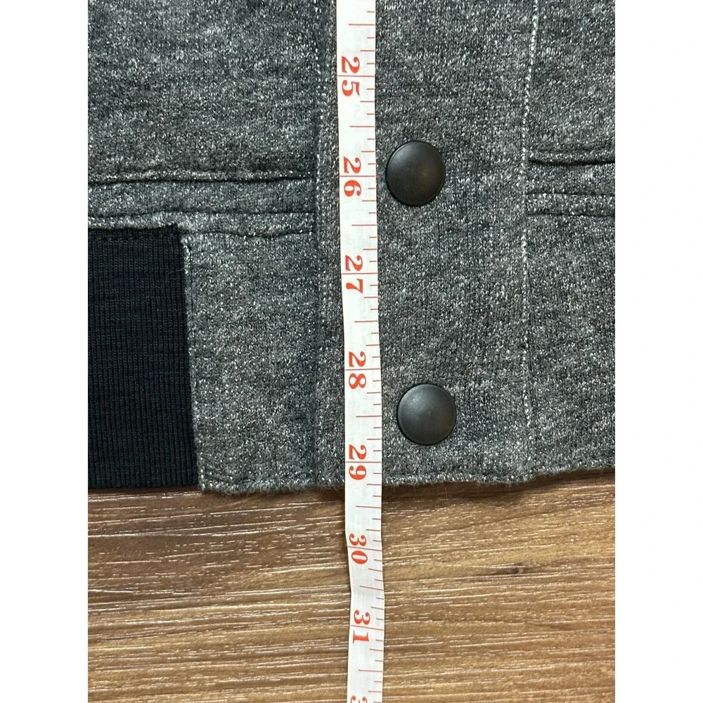 J. Crew Sporting Goods Mens Baseball Varsity Jacket Grey Black Snap Front Sz XL